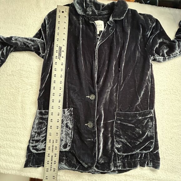 Velvet Graham & Spencer Womens Black Velvet Two-Button Blazer Jacket XS Pockets - Picture 8 of 9